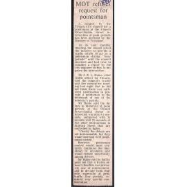 MOT refuses request for pointsman