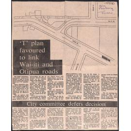  'T' plan favoured to link Wai-iti and Otipua roads / City committee defers decision