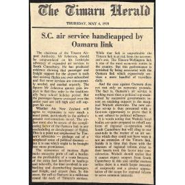 Editorial: SC air service handicapped by Oamaru link