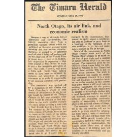 Editorial: North Otago, its air link, and economic realism