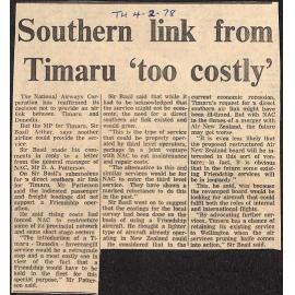 Southern link from Timaru 'too costly'