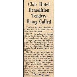 Club Hotel Demolition Tenders Being Called
