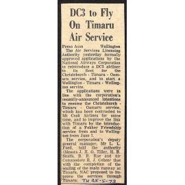 DC3 to Fly On Timaru Air Service