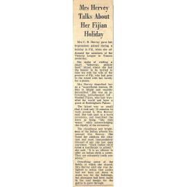 Mrs Hervey Talks About Her Fijian Holiday