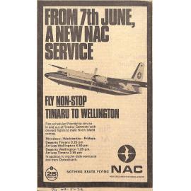 NAC service Timaru to Wellington advertisement