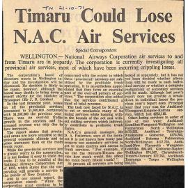 Timaru Could Lose NAC Air Services
