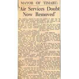 Mayor of Timaru: 'Air Services Doubt Now Removed'