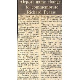 Airport name change to commemorate Richard Pearse