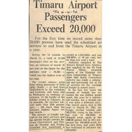Timaru Airport Passengers Exceed 20,000