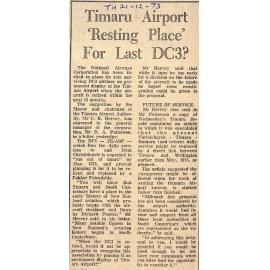Timaru Airport 'Resting Place' For Last DC3?