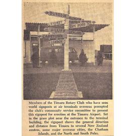 World signpost at Timaru Airport