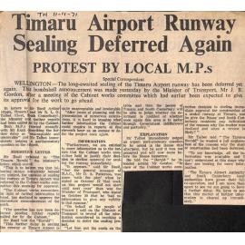 Timaru Airport Runway Sealing Deferred Again, Protest By Local MPs