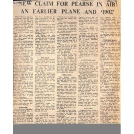 New Claim For Pearse In Air: An Earlier Plane and '1902'