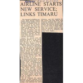 Airline Starts New Service; Links Timaru