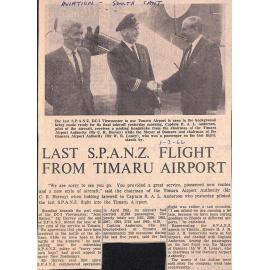 Last SPANZ Flight From Timaru Airport