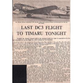 Last DC3 Flight To Timaru Tonight