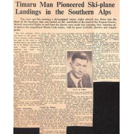 Timaru Man Pioneered Ski-plane Landings in the Southern Alps