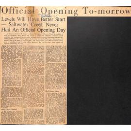 Official Opening To-morrow: Levels Will Have Better Start - Saltwater Creek Never Had An Official Opening Day