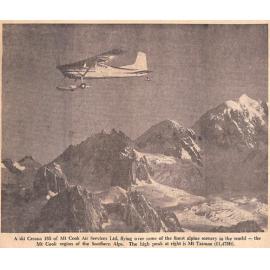 Ski cessna flies over Mt Cook region