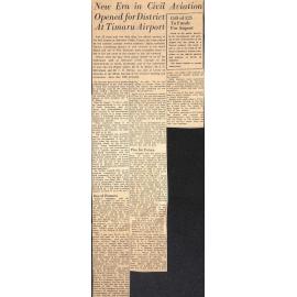 New Era in Civil Aviation Opened for District At Timaru Aiport