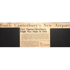 South Canterbury's New Airport: First Timaru-Christchurch Flight Was Made In 1914