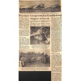 Province Co-operated in Establishing Airport at Levels / South Canterbury Firsts in Aviation