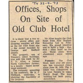Offices, Shops On Site of Old Club Hotel