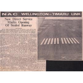 NAC Wellington-Timaru Link: New Direct Service Marks Opening Of Sealed Runway