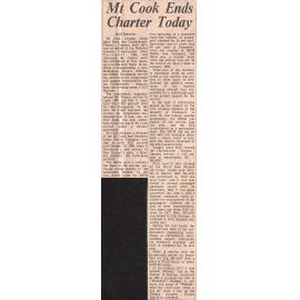 Mt Cook Ends Charter Today