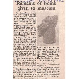 Remains of bomb given to museum