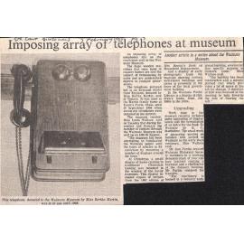 Imposing array of telephones at museum