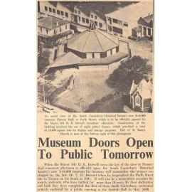 Museum Doors Open To Public Tomorrow