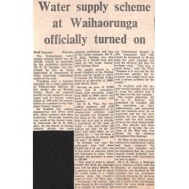Water Supply Scheme at Waihaorunga officially turned on