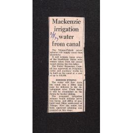 Mackenzie irrigation water from canal