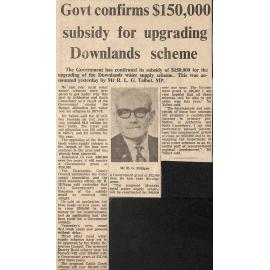 Govt confirms $150,000 subsidy for upgrading Downlands scheme