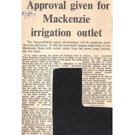 Approval given for Mackenzie irrigation outlet