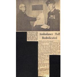 Ambulance Hall Rededicated