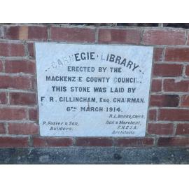 Fairlie Carnegie Library building plaque
