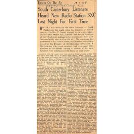 Timaru On The Air: South Canterbury Listeners Heard New Radio Station 3XC Last Night For First Time