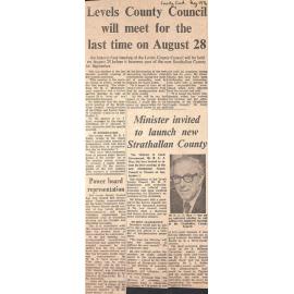 Levels Council Council will meet for the last time on August 28 / Minister invited to launch new Strathallan County