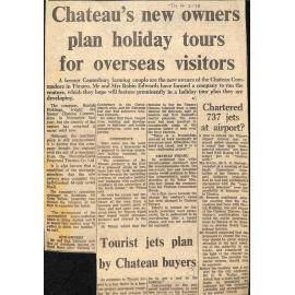 Chateau's new owners plan holiday tours for overseas visitors / Chartered 737 jets at airport?
