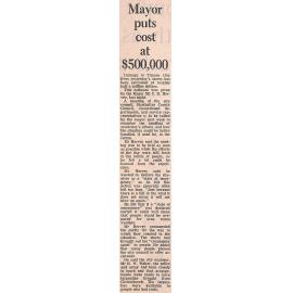 Mayor puts cost at $500,000