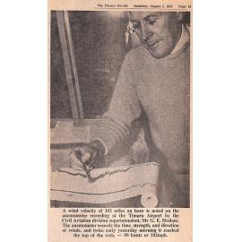 G S Haslam reads anemometer at Timaru Airport