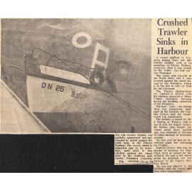 Crushed Trawler Sinks in Harbour