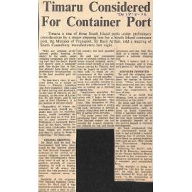 Timaru Considered For Container Port