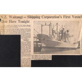 NZ Waitangi - Shipping Corporation's First Vessel Due Here Tonight