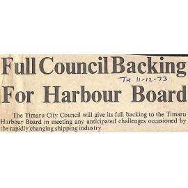 Full Council Backing For Harbour Board / 'Support for Harbour Board Traditional'