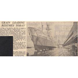 Grain Loading Resumes Today