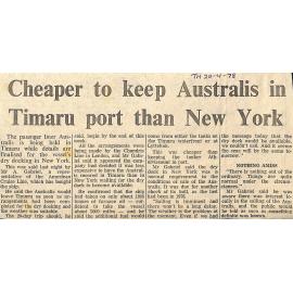 Cheaper to keep Australis in Timaru port than New York