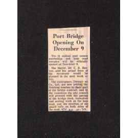 Port Bridge Opening On December 9